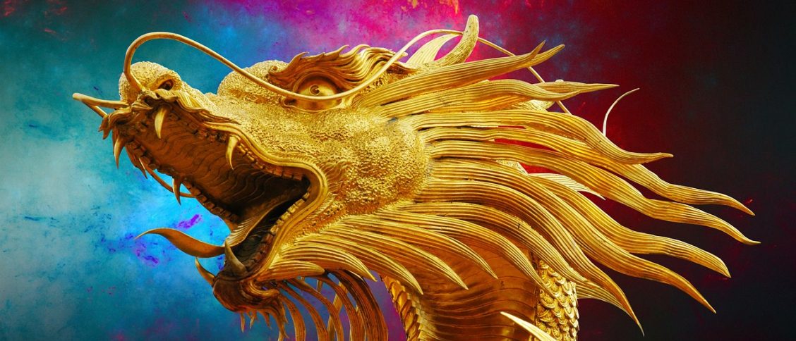 dragon, golden dragon, statue