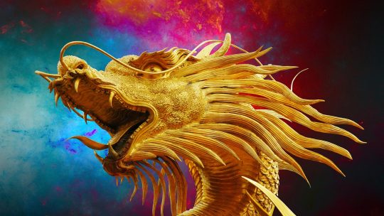 dragon, golden dragon, statue