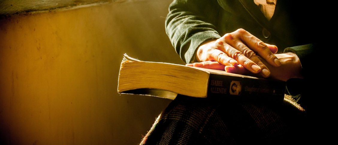 book, woman, hands