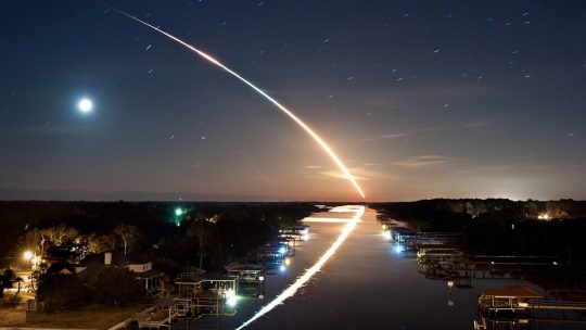 night, meteor, moon