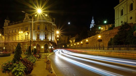 street, lit, city