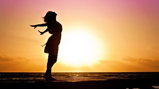 woman, silhouette, sunset