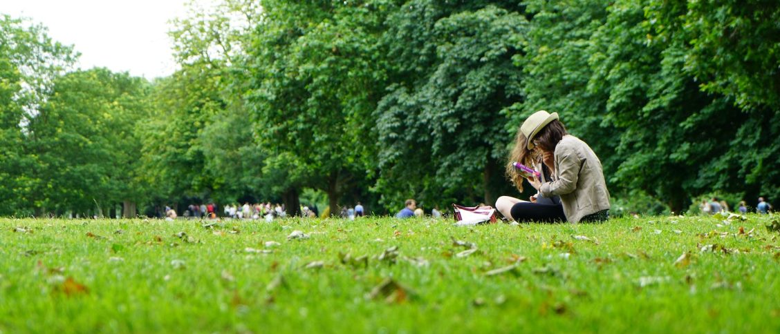 People Sitting On Green Grass Field