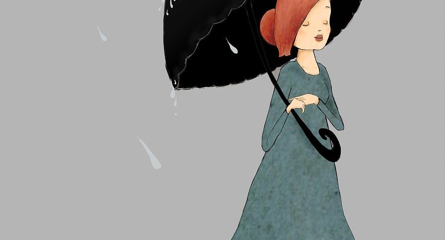 rain, girl, umbrella