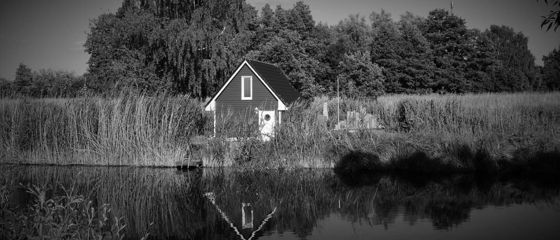 lake, house, nature