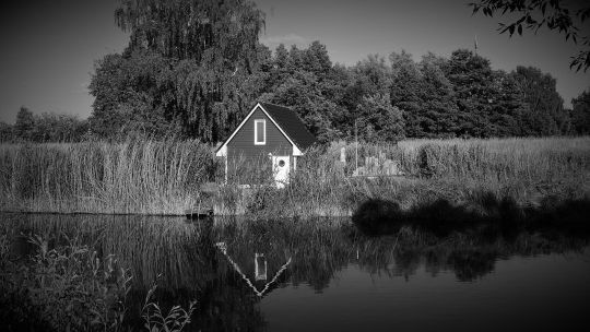 lake, house, nature