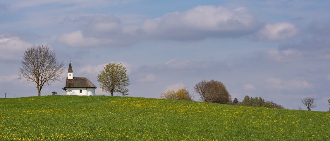 chapel, church, meadow