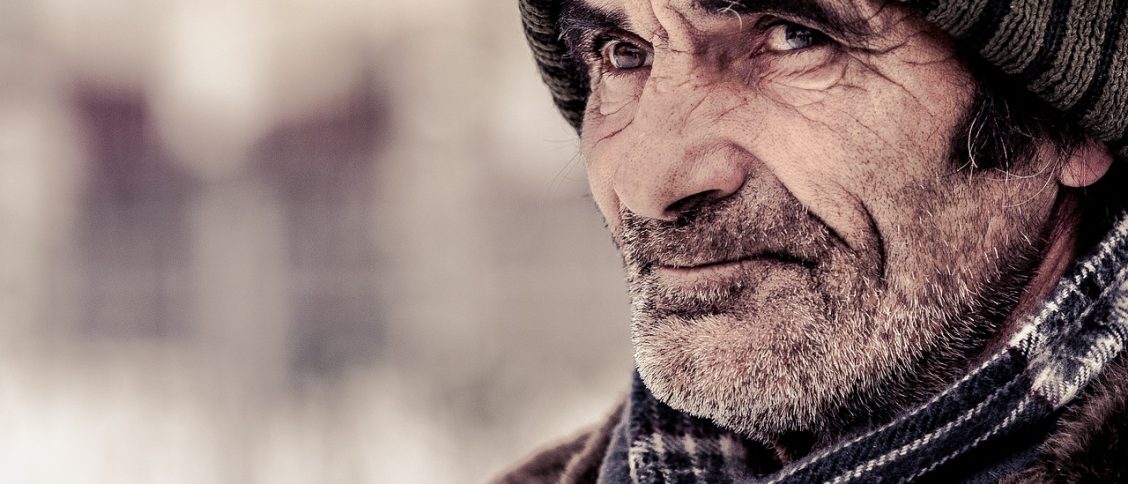 old man, face, winter